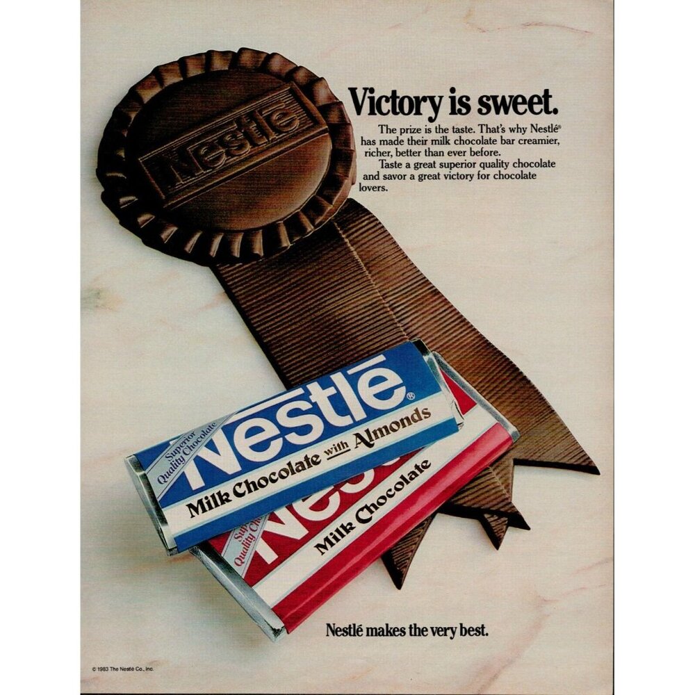 1984 Nestle Chocolate Bars Vintage Print Ad (L8)